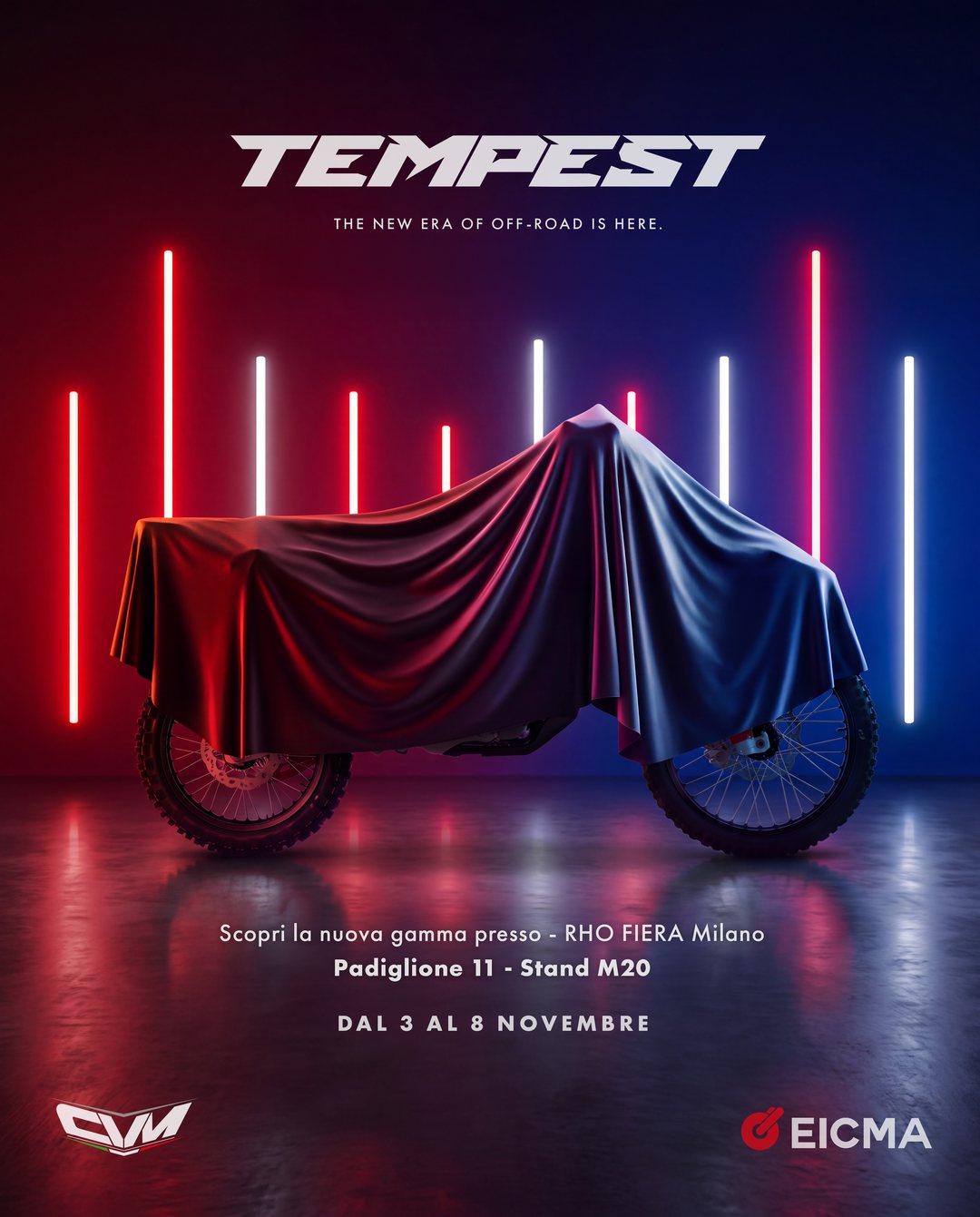 CVM TEMPEST, nuova gamma off-road in anteprima a EICMA 2026, Padiglione 11 Stand M20